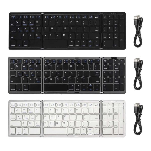 Keyboard Triple Fold Mtiple Dev Connection Wireless Keyboard for Laptop Tablet Phone Foldable KeyboardT250121