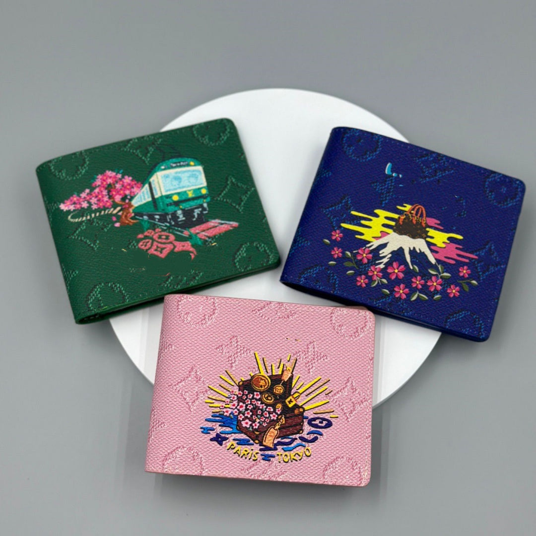 Designer Wallet Multiple Wallet POCKET ORGANIZER leather card holders men wallets money purse flower letters credit short money clutch bags Takashi