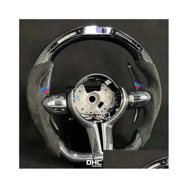 Interior Accessories Other Real Carbon Fiber Steering Wheel For F20 F22 F23 F30 F32 F33 F36 F45 F87 F80 F82 F83 F15 F34 Led Performanc Dh4Kv