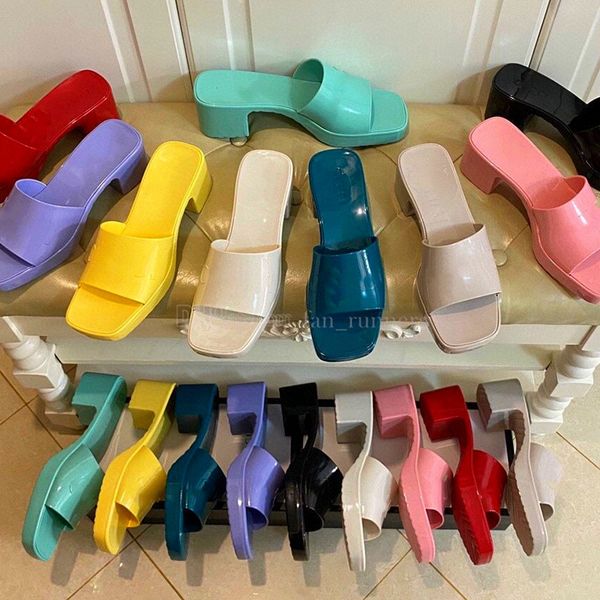 Jelly Sandal Designer Slippers Women Candy Colors High Heel Shoes Thick Bottom Slippers Platform Rubber Sandals Fashion Lady Loafers Open To