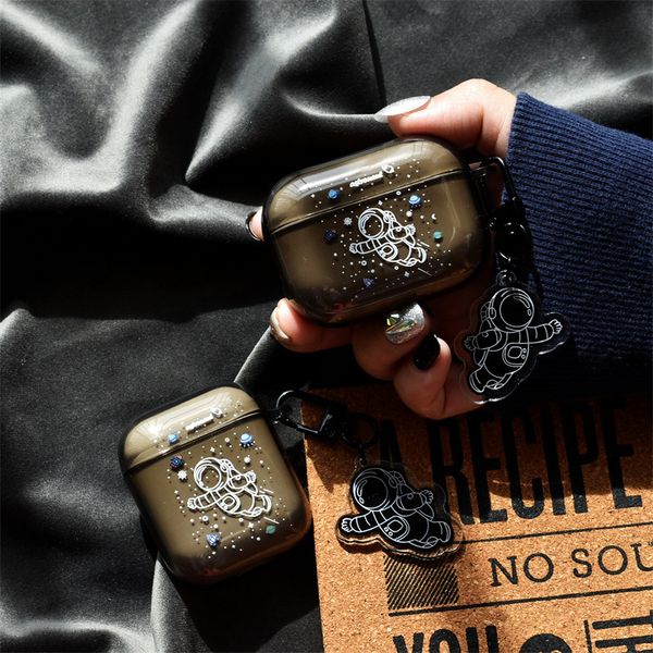 ddmygifts Transparent black astronaut pendant suitable for Pro protective case 1-2-3 generation Bluetooth wireless headphone cover A