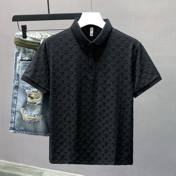designer fashion top high quality business clothing embroidered collar details short sleeve polo shirt mens tee Asian sizes M-4XL