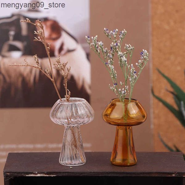 Vases Creative Mushroom Shaped Glass Vase Ornaments Dollhouse Mini Glass Bottles DollHouse Flower Arrangement Decora DIY Accessories J241210