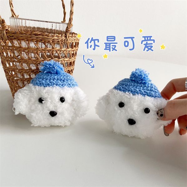 ddmygifts Plush blue hat teddy bear Pro 1-2-3 generation headphone case cute protective soft shell suitable A