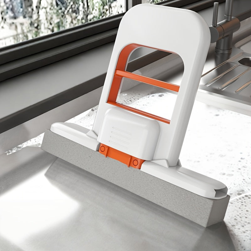 TEMU 1pc Folding Hand-wash Mini Desktop Lazy Mop, One-hand Operation Is , Suitable For Kitchen Desktop, Tile Wall, Bathroom Mirror, Bathroom