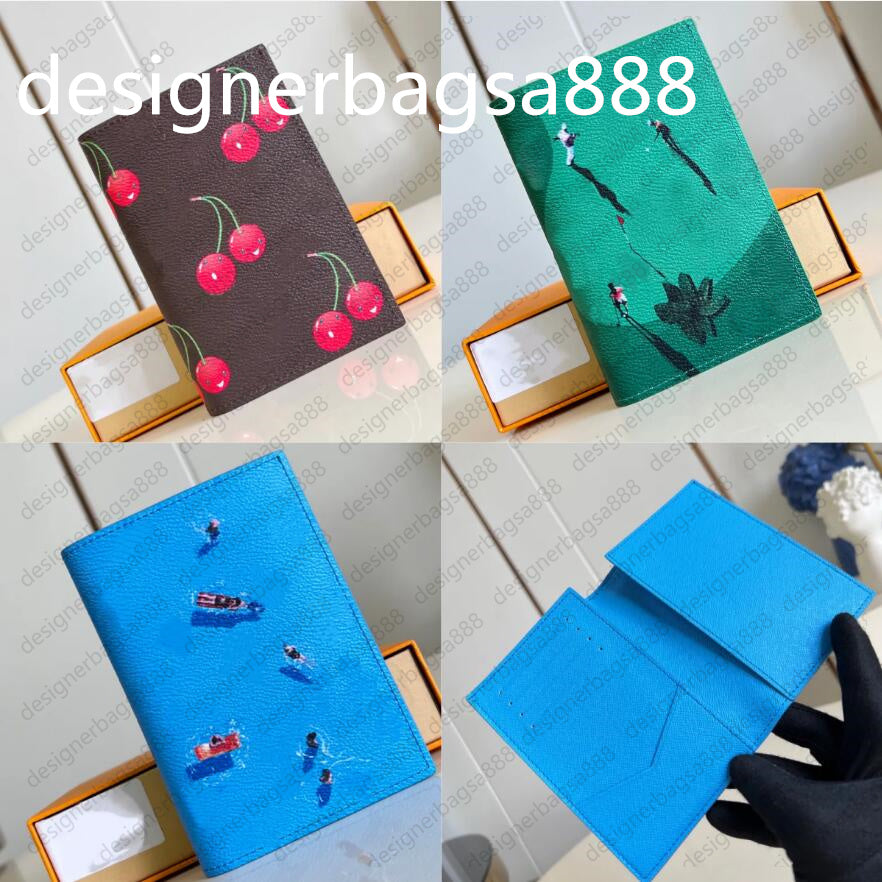 Now mirror quality card holder wallets cardholder holder designer coin purses passport set bags clip pocket walle pocket sports scene cherry Gift bo