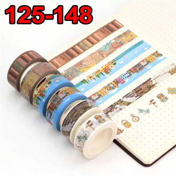 1Roll Vintage Washi Tape Travel Decorative Tape World Map Beach Scrapbooking Materials Junk Journal Supplies Stationery