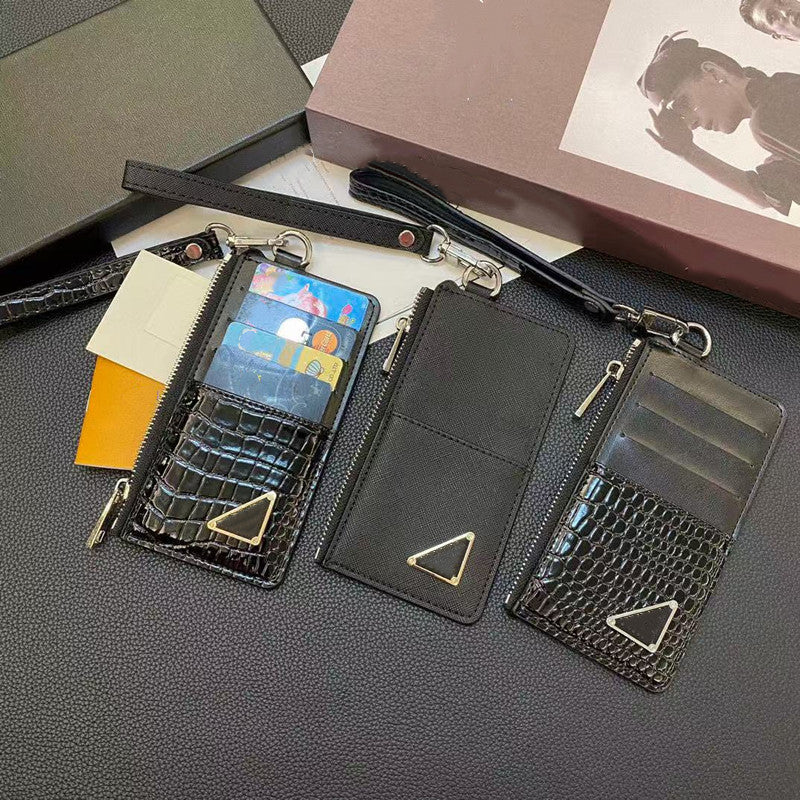 Personalized Key Bag Designer Keychain Purse billfold Trendy triangle Print Change Key Storage keychain wallet card holders 14cm