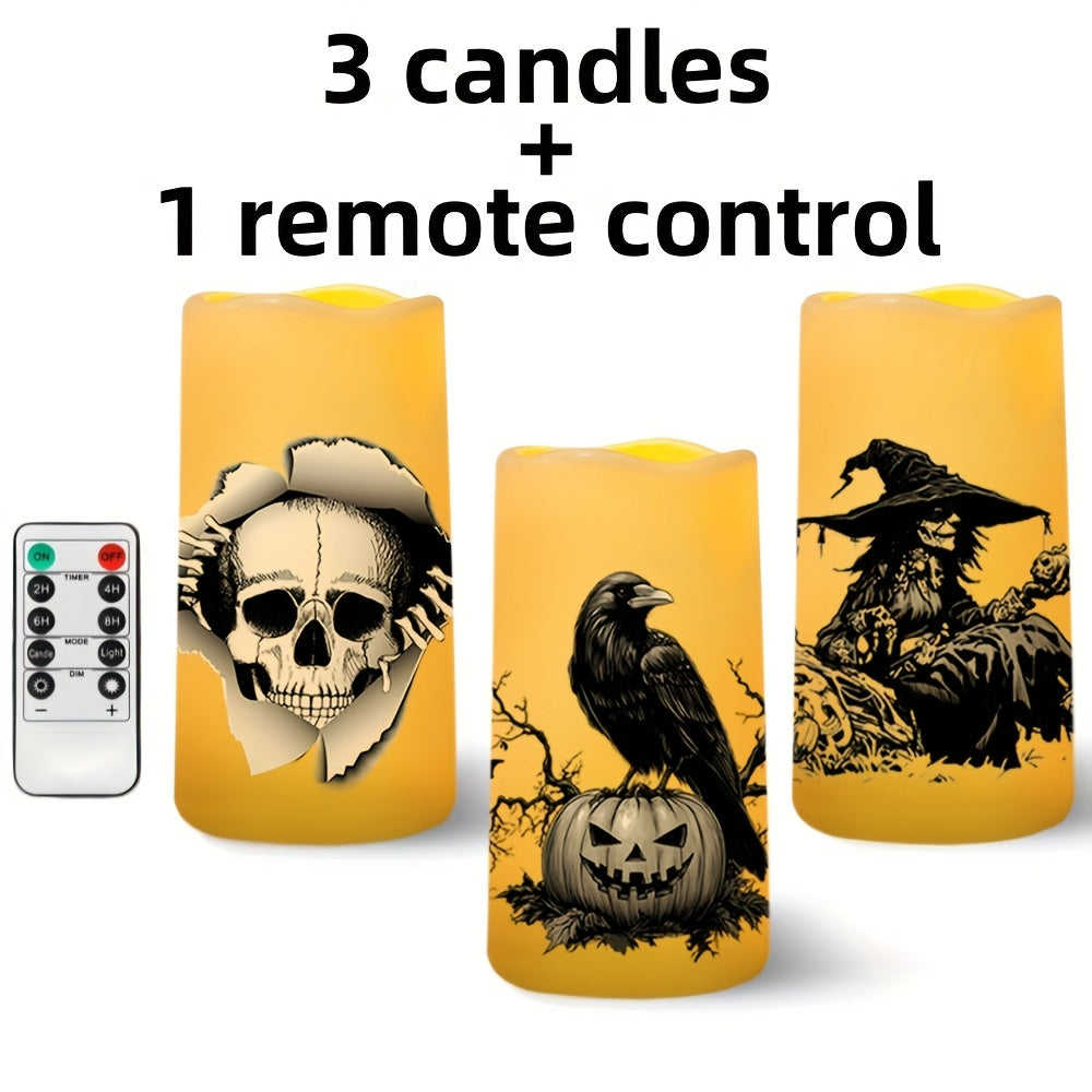 TEMU 3-6-pack Realistic Wax- Flameless Candles With Remote Control - Battery-powered Adjustable Flickering Pillar Candles For Weddings, Christmas,