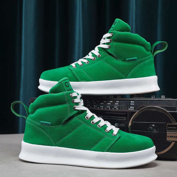 Classic Green High-Top Sneakers Canvas Man Comfortable Flat Men&#039;s Skateboard Shoes Platform Footwear Chaussure Homme