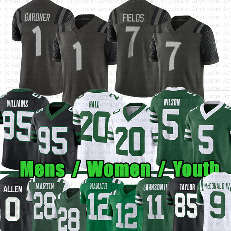 Justin Fields Garrett Wilson Ahmad Sauce Gardner Football Jersey Mason Taylor Joe Namath Breece Hall Quincy Quinnen Williams Braelon Allen Arian Smi