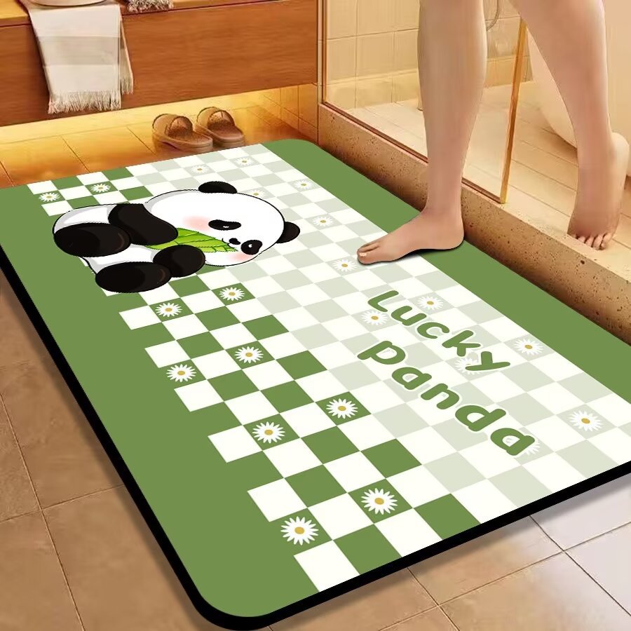 Cartoon Panda Bathroom Floor Mat Toilet Entrance Water Absorbing Quick Drying Mat Kitchen