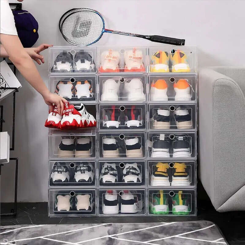 Storage 6Pcsset Fold Plastic Rac Holders Shoes Case Thickened Transparent Drawer Shoe Boxes Stackable Box Organizer Shoebox 230703 Box box