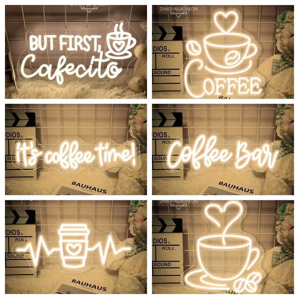 Coffee Neon Led Sign Cafe Bar Neon lights Wall Art Decoration Coffee Shop Signboard Decoration LED Lamp Custom Light Up Sign USB Y240817
