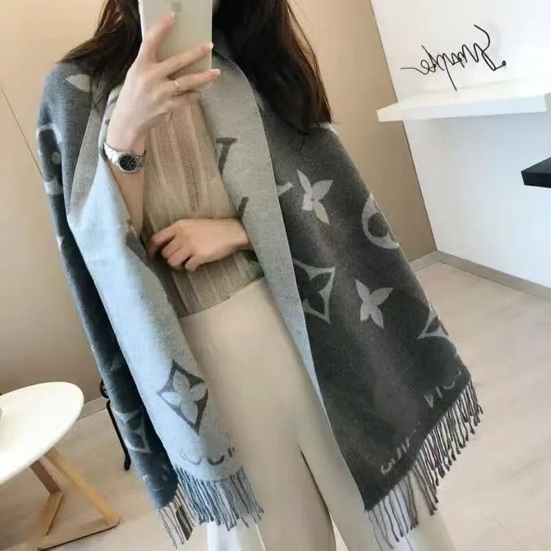 party New V Scarf Cashmere Thick Shawl Women Long Winter Wram Pashmina Wraps Hijab with Tassel Bufanda Foulard 2024