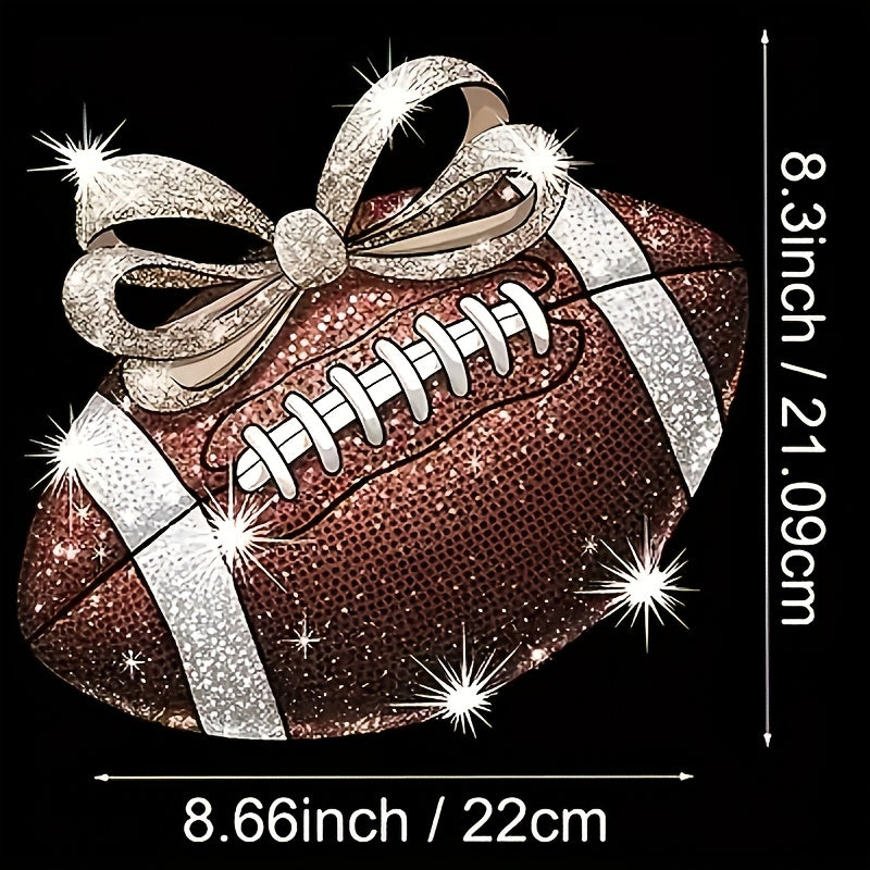TEMU 4pcs Glittering Football Heat Transfer Stickers, Mixed Color Plastic, Diy Sports Themed Decoration For T-shirts, Pillows, Jeans, Hoodies,