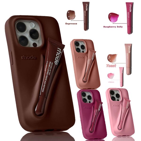rhodes phone case For iPhone 16 Pro Max case 16 15 Plus 14 Pro 13 12 Luxurys Designer Fashion iphone case Lip Gloss Lipstick Lip Balm 3D Sil