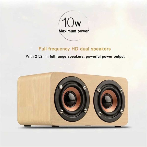 Loudspeaker box 3.5mm Aux Mode Portable Speakers 10W Wooden Speaker Dual Horn Sound Box For Smartphones Wireless Subwoofer TF Card Z241105