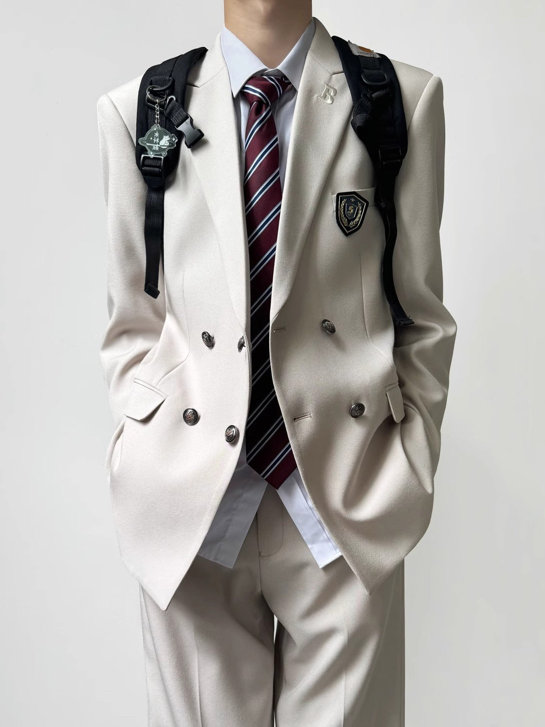 H859Men&#039;s spring and autumn youth double-breasted suit jacket