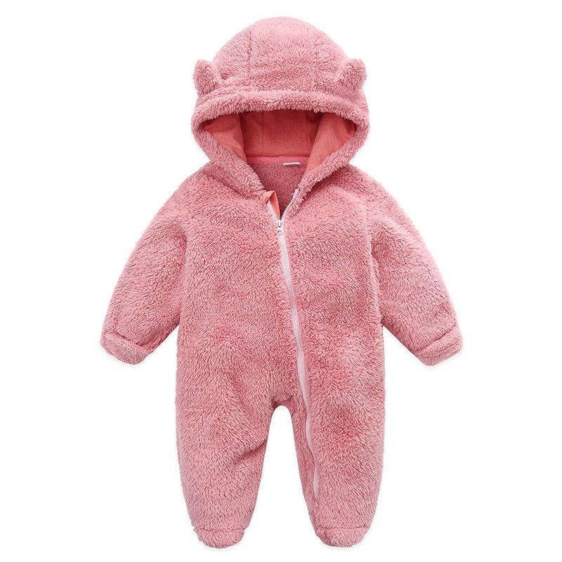 K587 Olekid Autumn Winter Newborn Overalls Plus Velvet Hooded Girl Romper 01 Years Infant Toddler Boy Jumpsuit Outfit Drop Delivery Baby