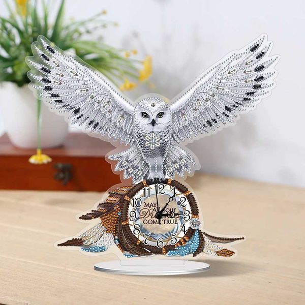 Acrylic Special Shaped Animal 5D Diamond Painting Clock Art Craft Food Diamond Glitter Art Clock Kit Living Room Decoration Y250114