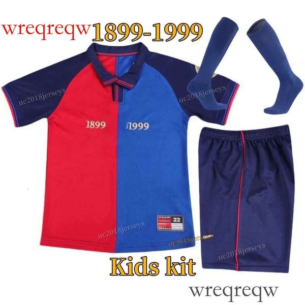 Kids kit boy1889-1999 RIVALDO Retro soccer jerseys children BAR PUYOL henry david villa match deatils 99 100th child classic football shirts