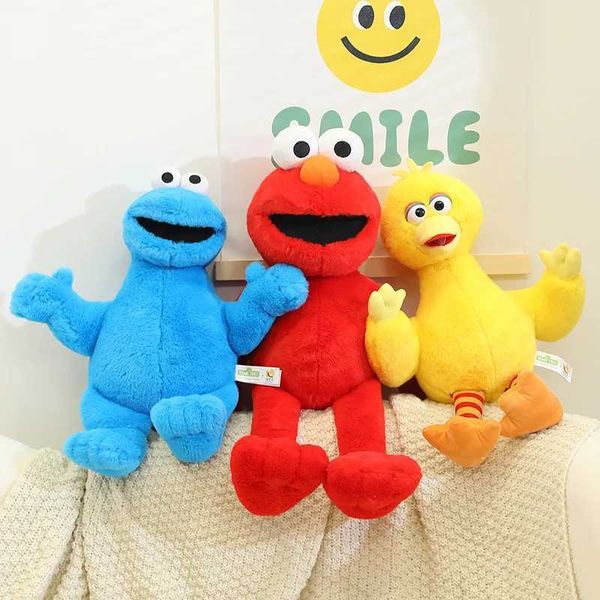Plush doll Sesame Street Plush Doll Red Elmo Blue Cookie Guy w Big Bird Plush Toys Super Soft Childrens Birthday Gift Z241111