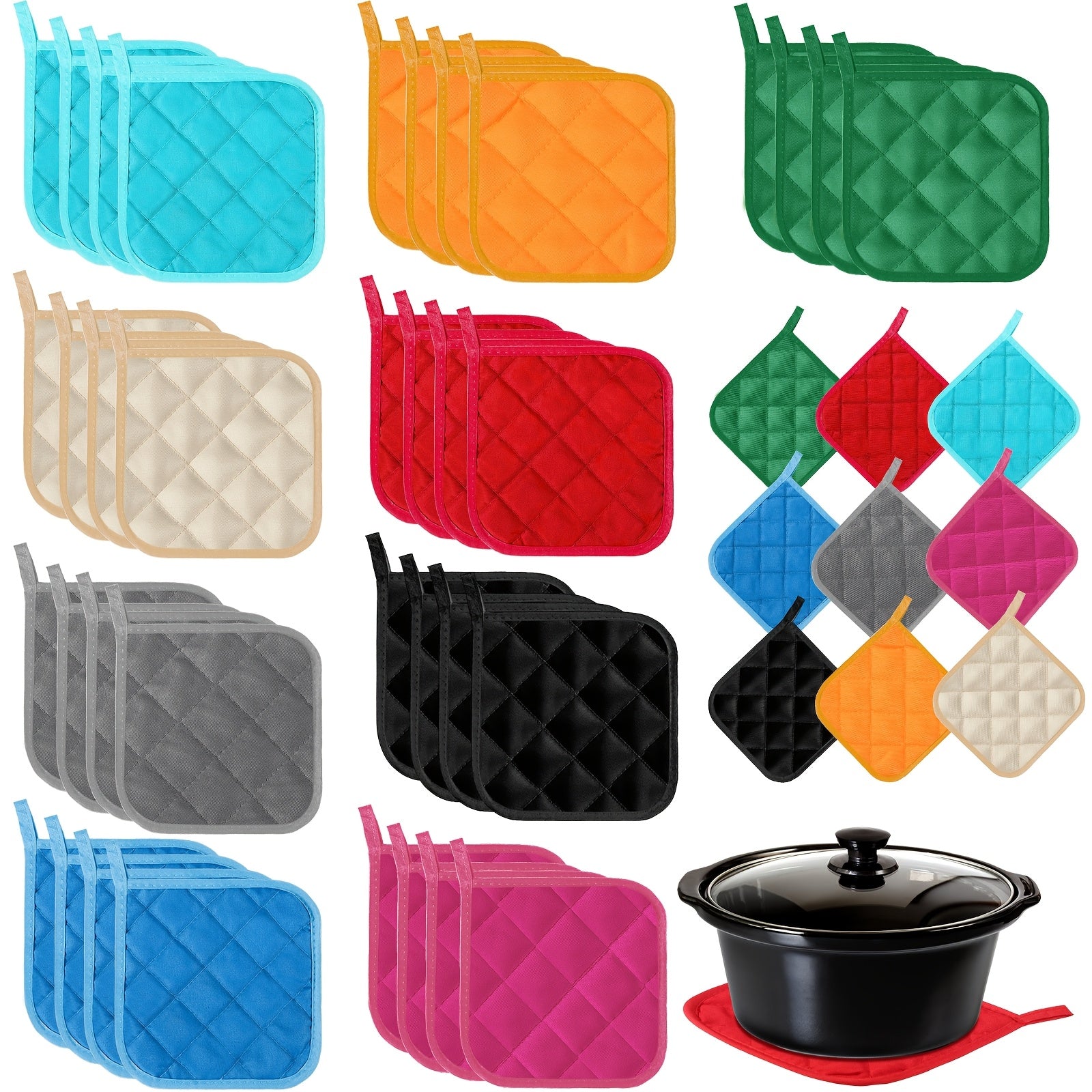 TEMU 36pcs Pot Holders For Kitchen Potholders For Kitchens Oven Pot Holders Cotton Hot Pads Graduation Gifts Bulk Pot Holders With Hanging Loops For