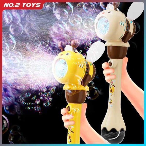 12 hole bee electric bubble gun toy boy and girl automatic blow molding soap bubble machine outdoor party game LED light childrens toyW24090