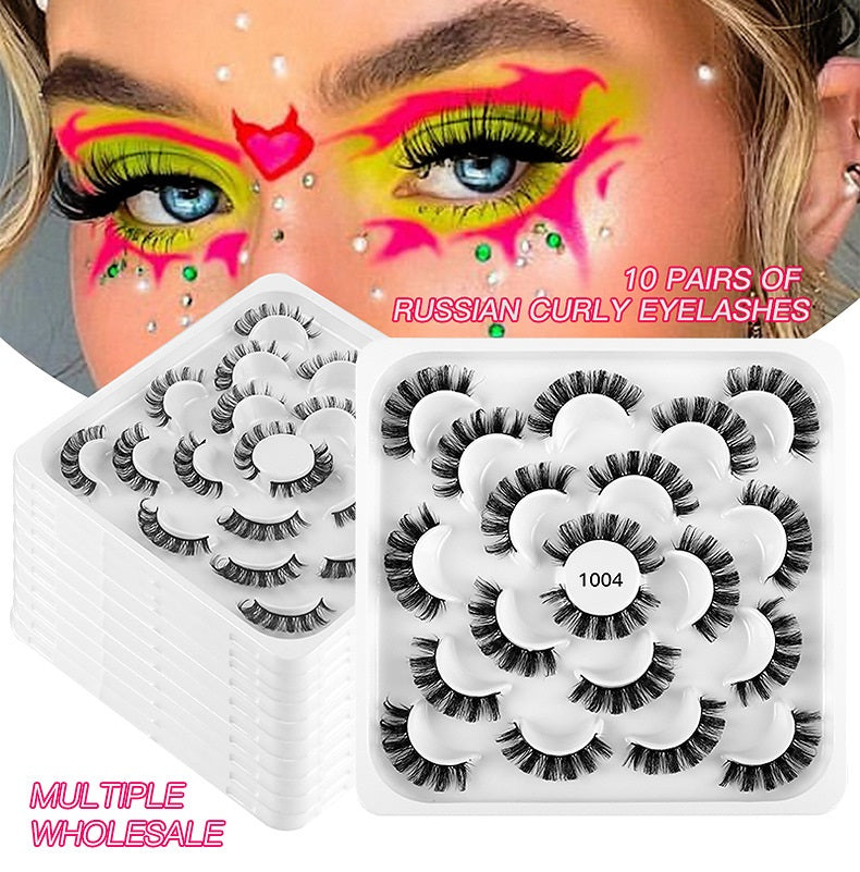 Multilayer Thick Curled False Eyelashes Extensions Naturally Soft Delicate Handmade Reusable D Curly Fake Lashes Beauty Supply Full Strip Lash