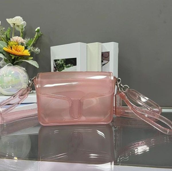 Jelly Tabby Bag Luxury Designer Pvc Women Candy Colored Transparent Crossbody Bag Letter Flap Pushlock Closure Shoulder Bag Handbag Green Pi