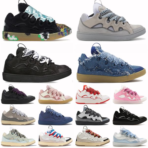 Top Quality Denim Blue Curb Brown Designer Shoes Platform Dusty Rose Embossed Silver Anthracite Sneakers Jogging Walking Hightops Leather Ou