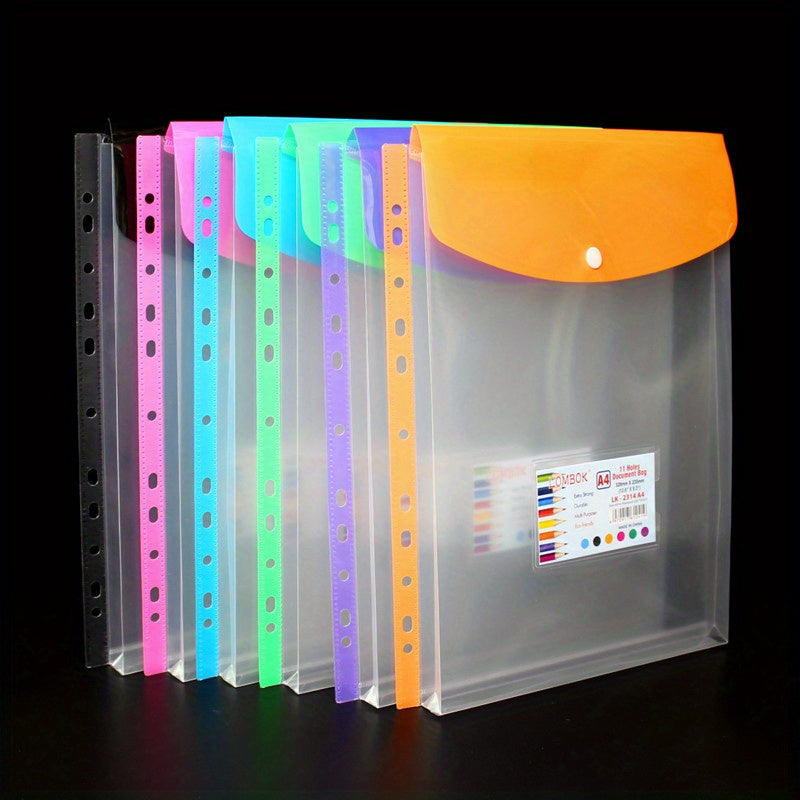 TEMU 6pcs A4 File Bag, Waterproof Multifunctional With Business Card Holder, Large Capacity Office Supplies And Data Bag, Suitable For Office