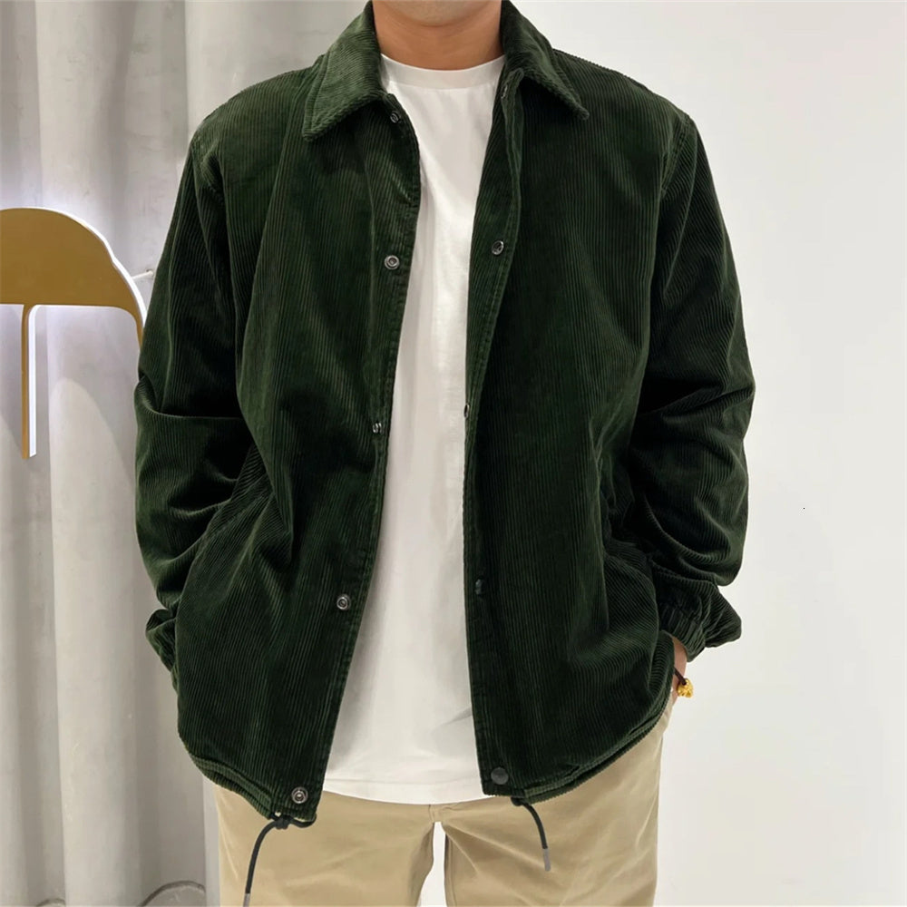 Mens Vintage Workwear Small Horse Lightweight Jacket Comfortable Fit Designer Khaki Lapel Classic British Style Zip Up Outerwear