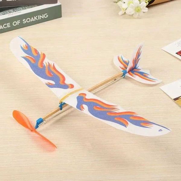 Aircraft Model DIY Hand Throw Flying Glider Planes Elastic Rubber Band Powered Flying Plane Airplane Glider Assembly Model Toys for Children
