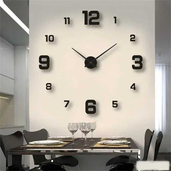 DIY 40cm frameless modern 3D wall clock mirror sticker for home office hotel room design school decoration W240806