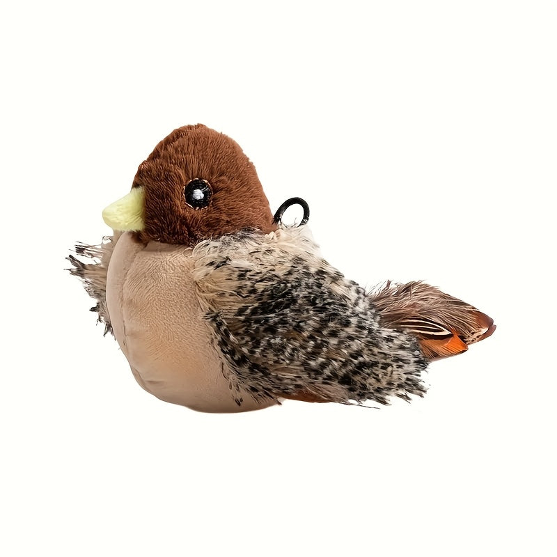 TEMU Touch-activated Flapping Bird Cat Toy With Realistic - Plush Sparrow Toy With Pet Pouch For , Mental Stimulation & All Breeds Cats, Cat Exercise