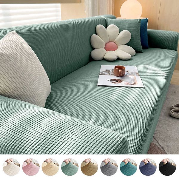 Chaves Chaves Levivel Stretch Jacquard Sof￡ cor lisa el￡stica para a sala de estar Slipcover Couch Furniture Protector 221205