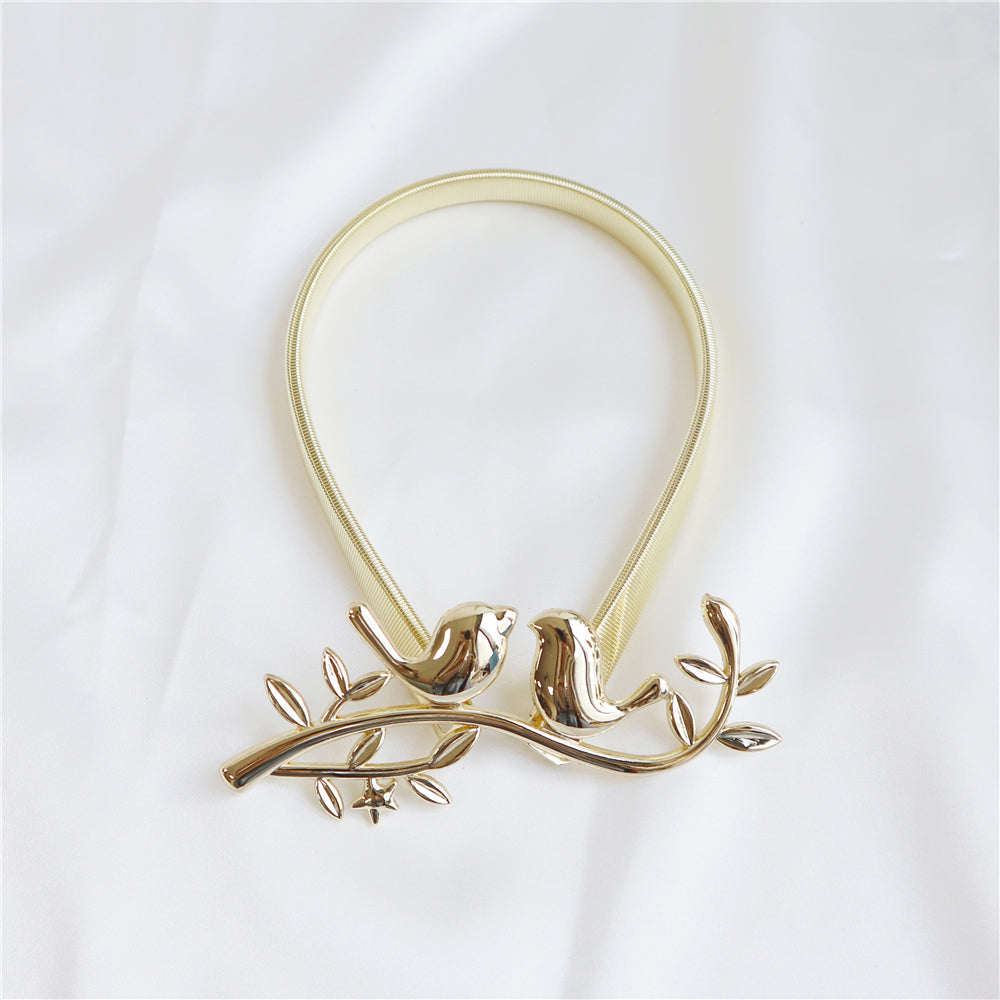 TEMU 1pc Elegant And Branch Metal Curtain Tieback - Decorative Spring-loaded Curtain Holder For Home Decor