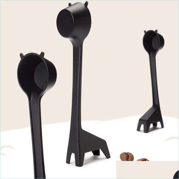 Coffee Scoops 1Pc Creative Cartoon Giraffe Coffee Spoon Lovely Bean Powder Quantitative Household Kitchen Coffeeware Drop Delivery 20 Dh9Nj