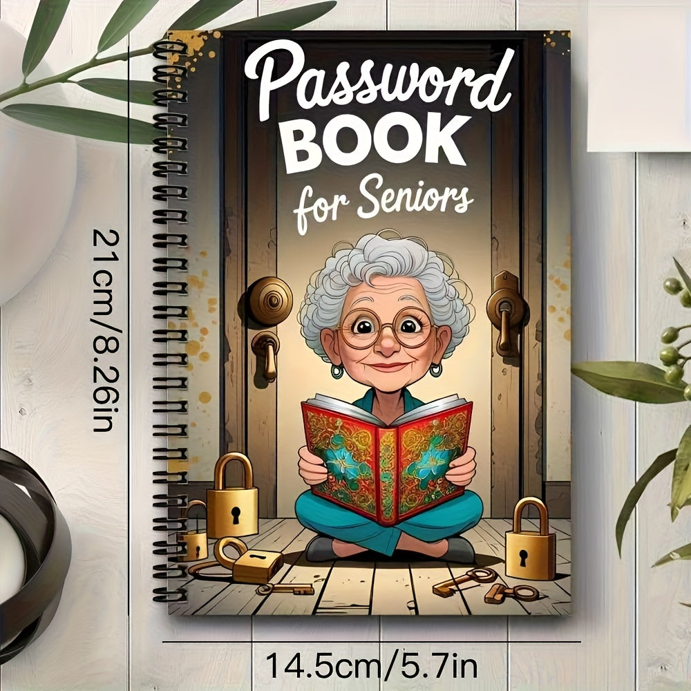 TEMU Senior-friendly Password Notebook: 70-page Lockable Password Organizer With Cartoon Design, Large Print For , Secure Password Management For