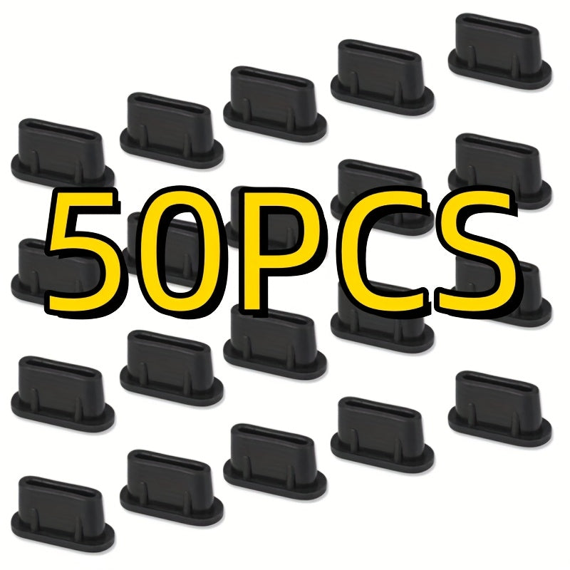 TEMU A Set Of 50 Dust Plugs For Usb-c , The Charging Of Smartphones And Tablets With Type-c Connectors, Silicone.