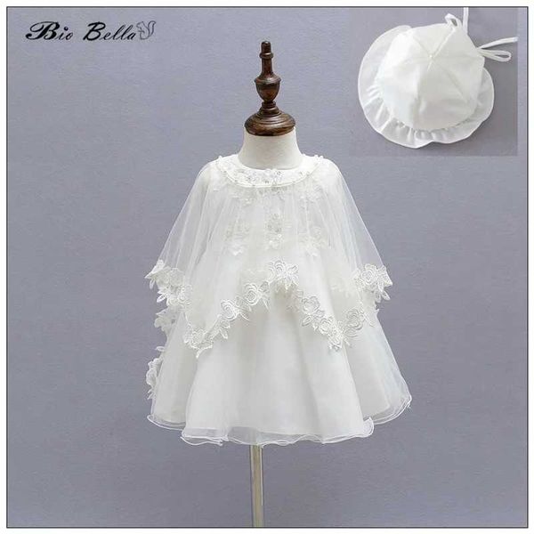 Christening dresses Girls Baby Dress Lace 100% Cotton Hat 3-15 Months First Baptism Birthday Clothing Picture Princess Top Q240507