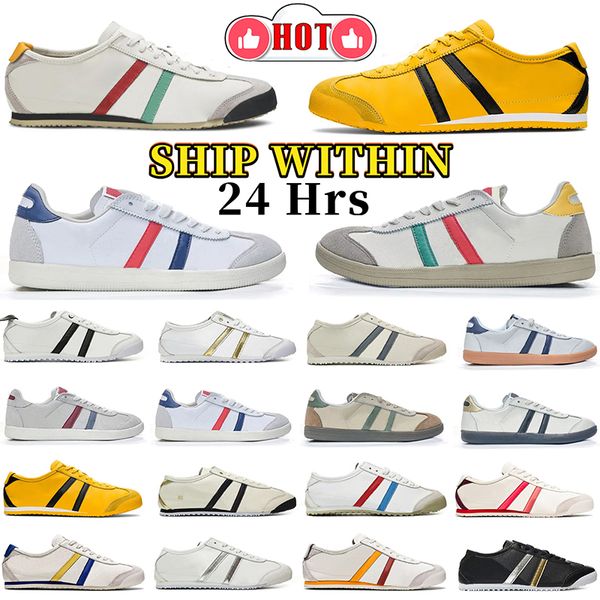 Designer running shoes men women Tigers Mexicoies 66 sneakers Leather Lace-up yellow black Navy Gum Sail Green Beige red mens Outdoor sports