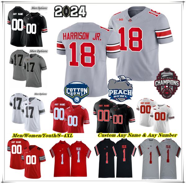 Ohio State Buckeyes OSU College Football Jersey Marvin Harrison Jr Kyle McCord TreVeyon Henderson Cade Stover Emeka Egbuka JT Tuimoloau Chip