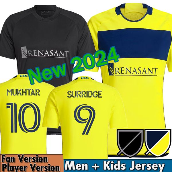 2023 2024 Nashville SC Soccer Jerseys The 615 Kit Man 23-24 Football Shirts Primary Home Yellow Away Man In Black SURRIDGE MUKHTAR BOYD SHAF