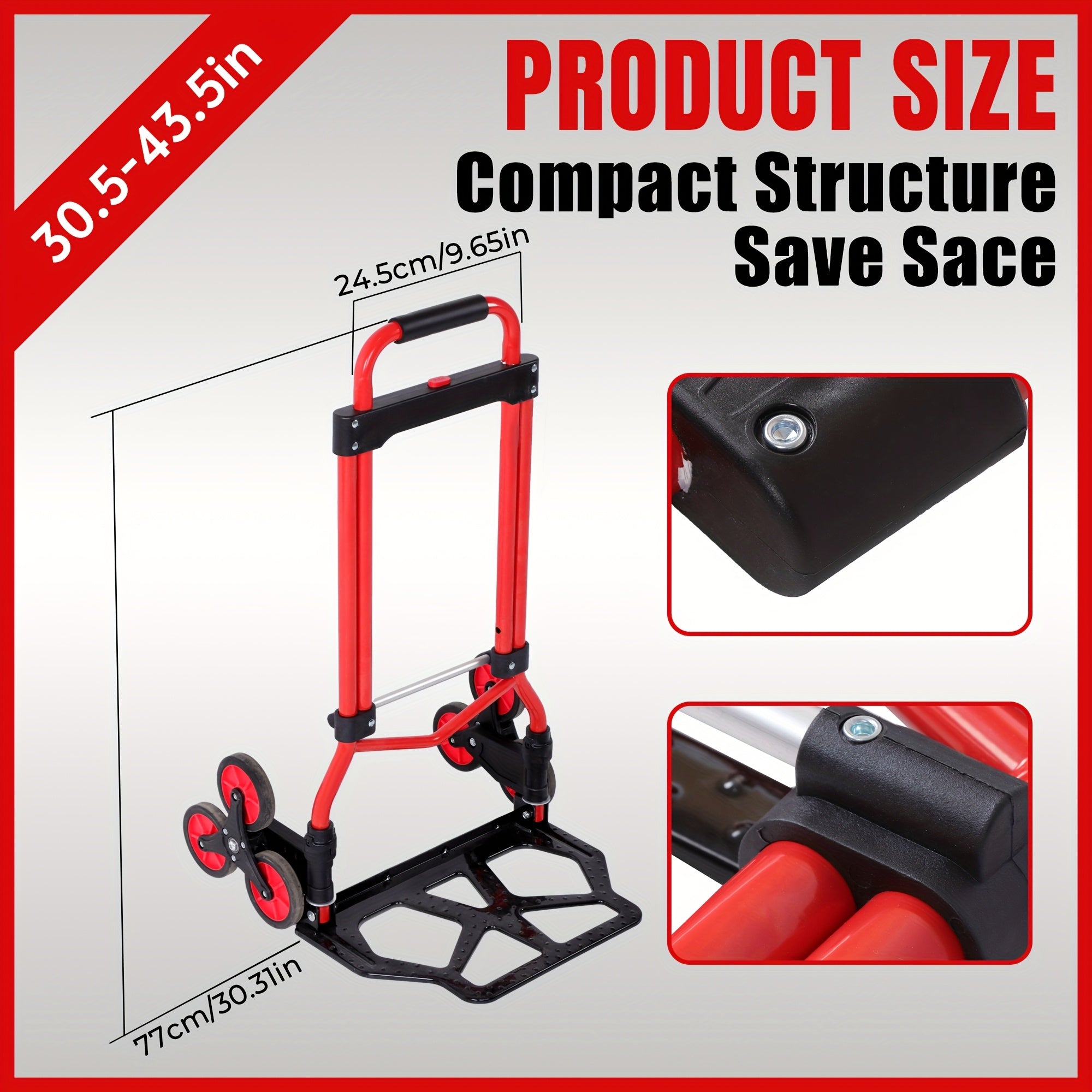 TEMU Stair Climbing Dolly Heavy Duty Flat 330lbs Climbing 180lbs Capacity- Flat 440lbs Climbing 330lbs Capacity, Stair Climbing Cart With Telescoping