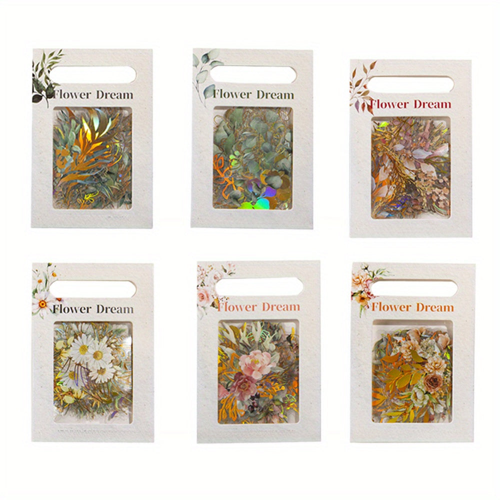 TEMU 240pcs Botanical Stickers With Clear Background, Holographic Flower Eucalyptus Scrapbooking Sticker Floral Decals For Journaling Bullet Journal