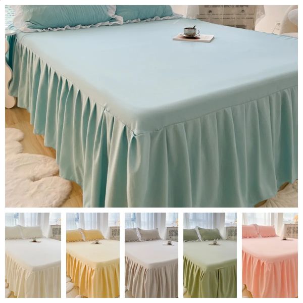 1 piece of solid color bedding WTIH lace all season with ruffled edges largelarge groupa de cama without pillowcase 240913