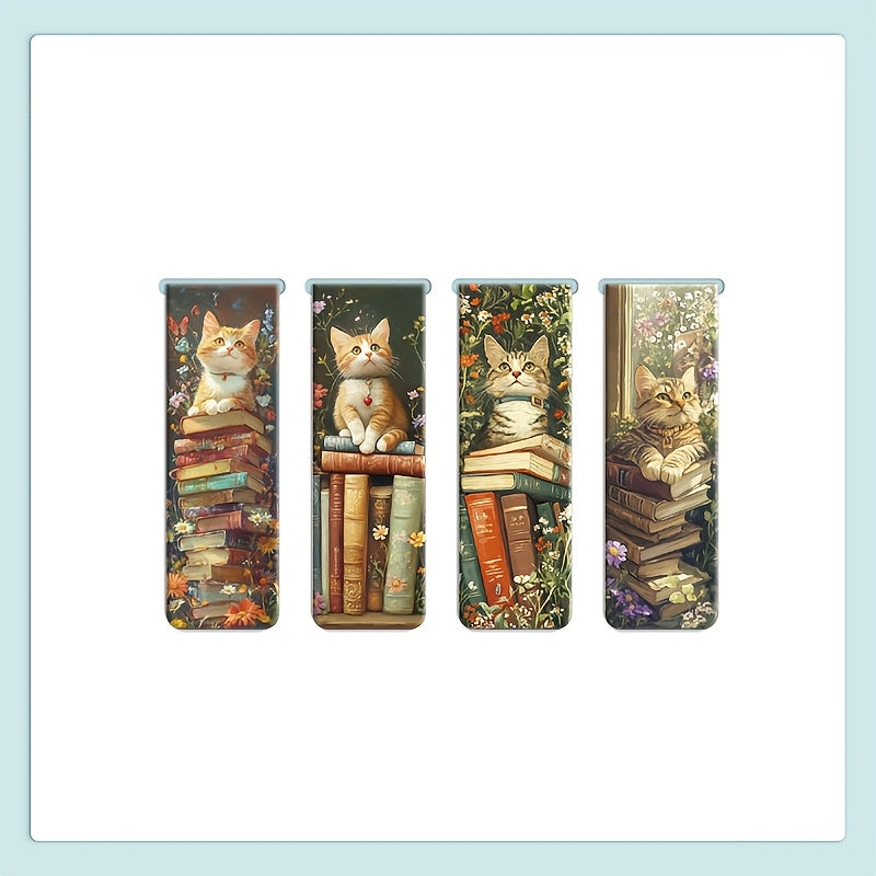 TEMU 4pcs-pack Cat Bookmarks, Cute On The Books, Magnetic Bookmarks Clip In Bookmark Page Book Marker For Students Teachers Reading School Library